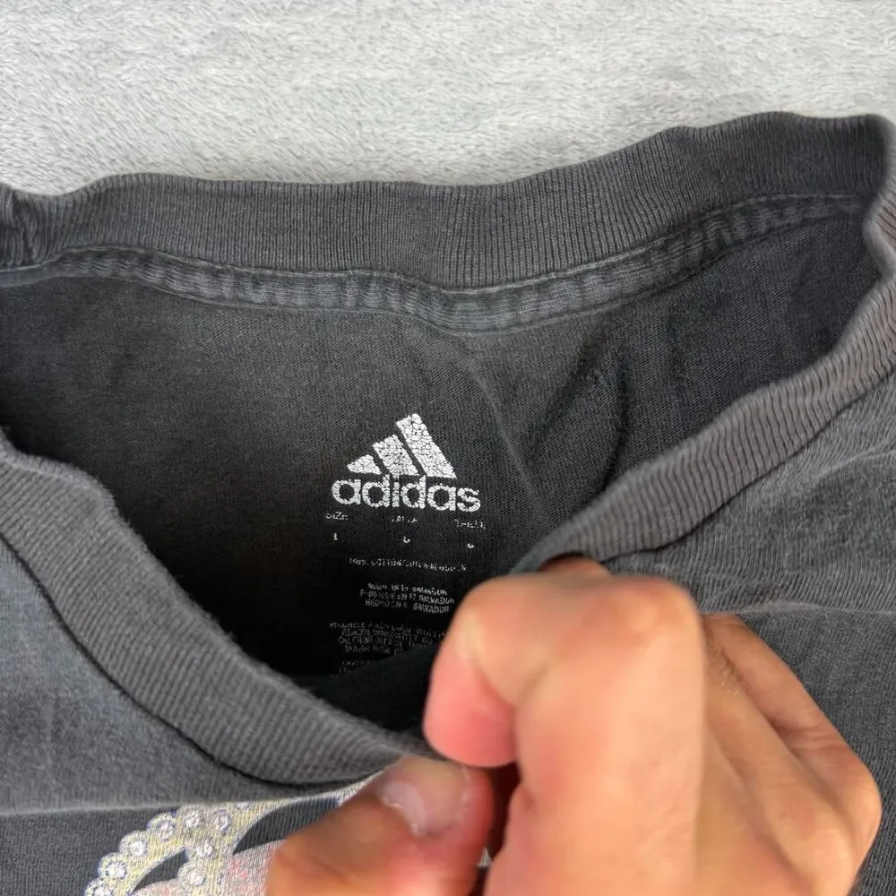 Adidas Men's Black and Grey T-shirt